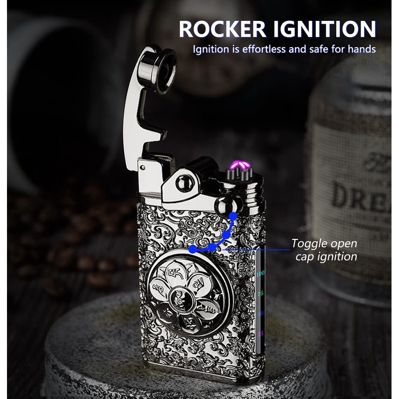 BABOBIU Electric Lighter Rechargeable Lighter Rocker Arm Lighter Windproof Flameless