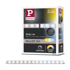 Paulmann 70630 LED Stripe MaxLED 500 Tunable White 1m beschichtet LED Stripe 1 m Lichtstreifen 7W Lichtband mit Weißlichtsteuerung LED Band