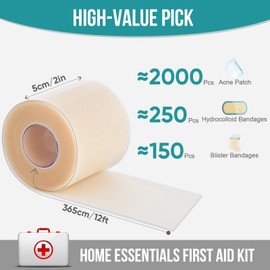 3Pcs Hydrocolloid Roll for Wound Care, Hydrocolloid Patch Bandages with Self-Adhesive, Bed Sore Bandages, Highly Absorbent for Burn, Blister, Acne Care, Sterile and Waterproof (2in x 12ft x 3Roll)