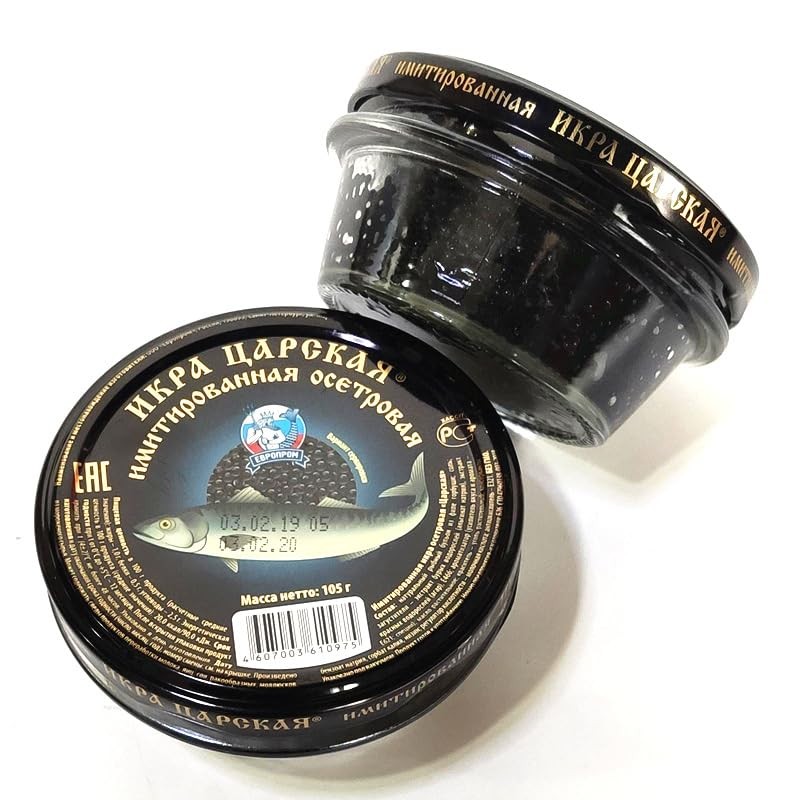 Premium Salmon Roe Caviar, 102g, Red-Orange Fish Eggs, Russian Style