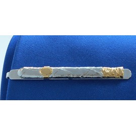 Cigar Tie Clip Two-Tone Shiny Approx. 6.7 cm Long + Gift Box - Accessory for Silk Tie, Brass