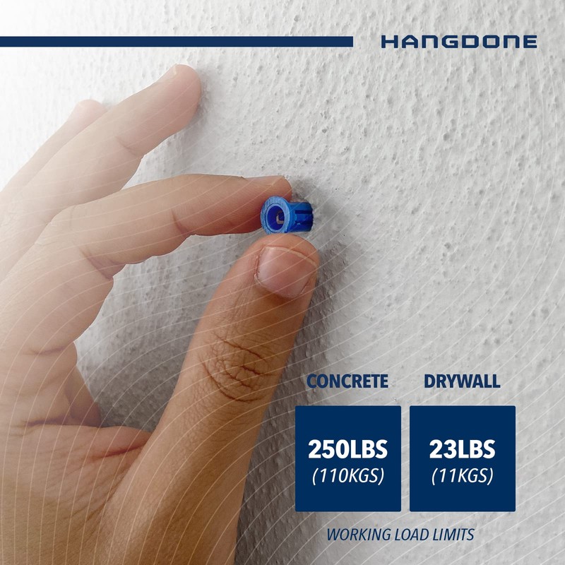 HANGDONE Ribbed Wall Anchors #10-#12 1-1/4-Inch with Screws 100-Pack, Blue,