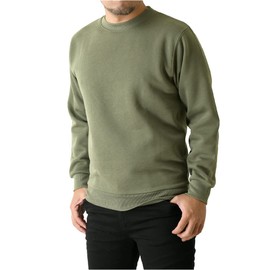LIMITED SELECT Men's Sweatshirt, Warm, Fleece Lined, Solid Color, Fleece Lined, Long Sleeve, A8-khaki