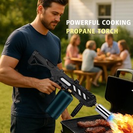 Drookaen AK Adjustable Propane Torch Gun – High-Temperature Flame Thrower for Soldering, Welding, Gardening, and Outdoor Cooking – Detachable Design, Easy to Use and Portable (Carbon Black)