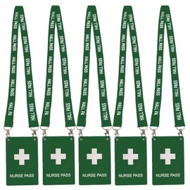 Hall Pass Lanyards with Large Card Passes, Unbreakable School Classroom 5.1 Inch Passes Set for Teacher Parents(Hall Bathroom Library Office & Nurse),5 Pcs(Nurse)
