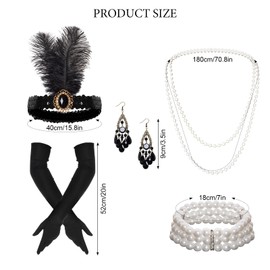 Heliltd 7 Pieces 1920s Accessories for Women Black Flapper Accessories Roaring 20s Accessories