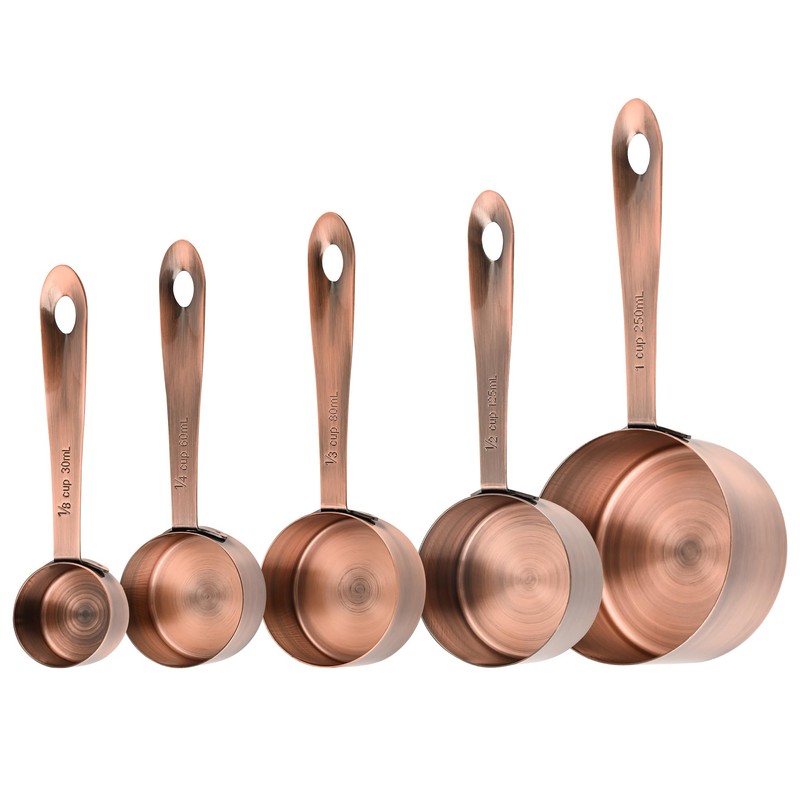 SPUVGVC Copper Measuring Cups and Spoons Set, Stainless Steel Measuring