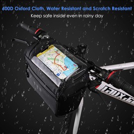 WOTOW Bike Front Handlebar Bag, Reflective Bicycle Handlebar Basket Bags Water-Resistant Storage Pannier for Bike Touchable Transparent Phone Holder Pouch for Men Women Road