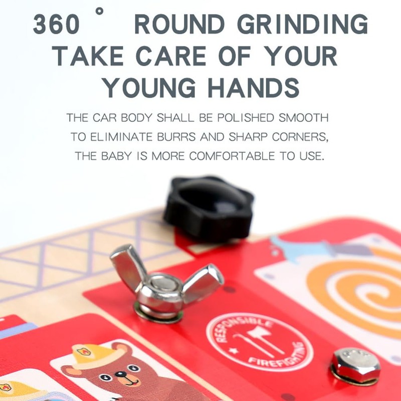 Montessori Wooden Screw Board, Motor Skills Toy, Fire Brigade Toy,