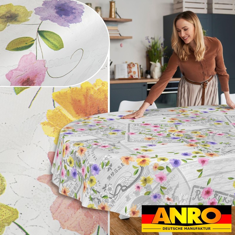 ANRO Oilcloth Tablecloth Wax Tablecloth Washable Garden Tablecloth Round Oval
