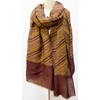 Oversized Paisley Diagonal Stripe Wool Blend Shawl Wrap Stole Scarf