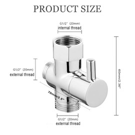 1/2 Inch Diverter Valve Shower Adapter, Shower Head Adapter, 3-Way Diverter Valve, 1/2 Inch Distributor, 1/2 Valve, Water Ball Valve Switch, G1/2 Inch Three-Way Diverter Valve, for Rain Shower