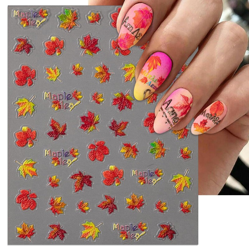 IDDFEVE Embossed Fall Nail Art Stickers, 5D Thanksgiving Day Nail