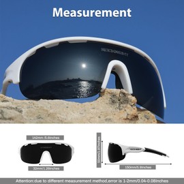 ROCKNIGHT Cycling HD Sunglasses for Men Polarized UV Protection Lightweight Rectangular TR90 White Frame Grey Lens