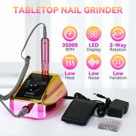 SG801 Mobile Nail Drill Cordless Electric Nail Tool for Precise Manicure & Pedicure, Adjustable Speed with Multiple Attachments(PurpleYellow)