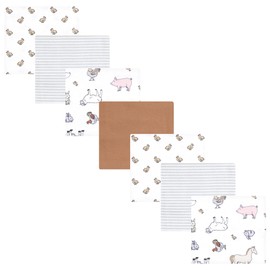 Hudson Baby Unisex Baby Cotton Flannel Receiving Blankets Bundle, Farm World, One Size