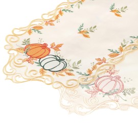 Chlophy Fall Table Runner 54 Inch, Embroidered Pumpkin Autumn Thanksgiving Runner for Table – Cutwork Farmhouse Fall Theme Table Décor for Harvest Celebrations