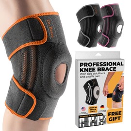 Dr. Brace Rodillera ELITE con estabilizadores laterales y almohadillas de gel para rótula para un máximo apoyo al dolor de rodilla y recuperación rápida para hombres y mujeres. Comprueba cómo medir el video (Marte, grande)