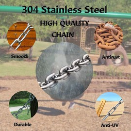 DARENYI 2m Stainless Steel Chain with Carabiners 4mm Metal Hanging Chain Link Heavy Duty Stainless Steel Chain for Dogs Chain, Hanging Planter, Chair, Punching Bags etc