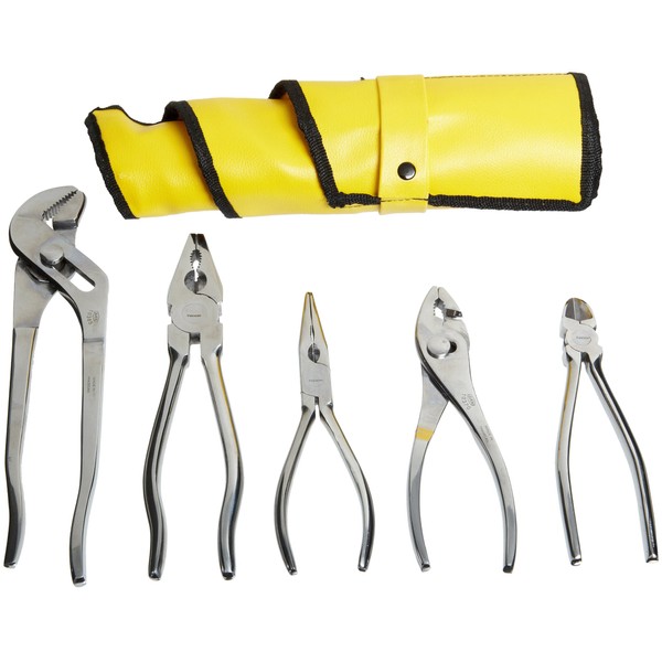 Aven 10381 Stainless Steel Pliers Set, 5-piece In Roll Up