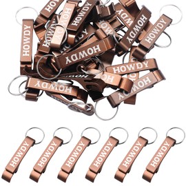Junkin 60 Pcs Western Cowboy Party Favors Howdy Metal Bottle Opener Keychain Bulk Western Cowgirl Theme Favors for Wild West Derby Last Rodeo Bar Birthday Wedding Bridal Shower Gift Souvenirs (Brown)