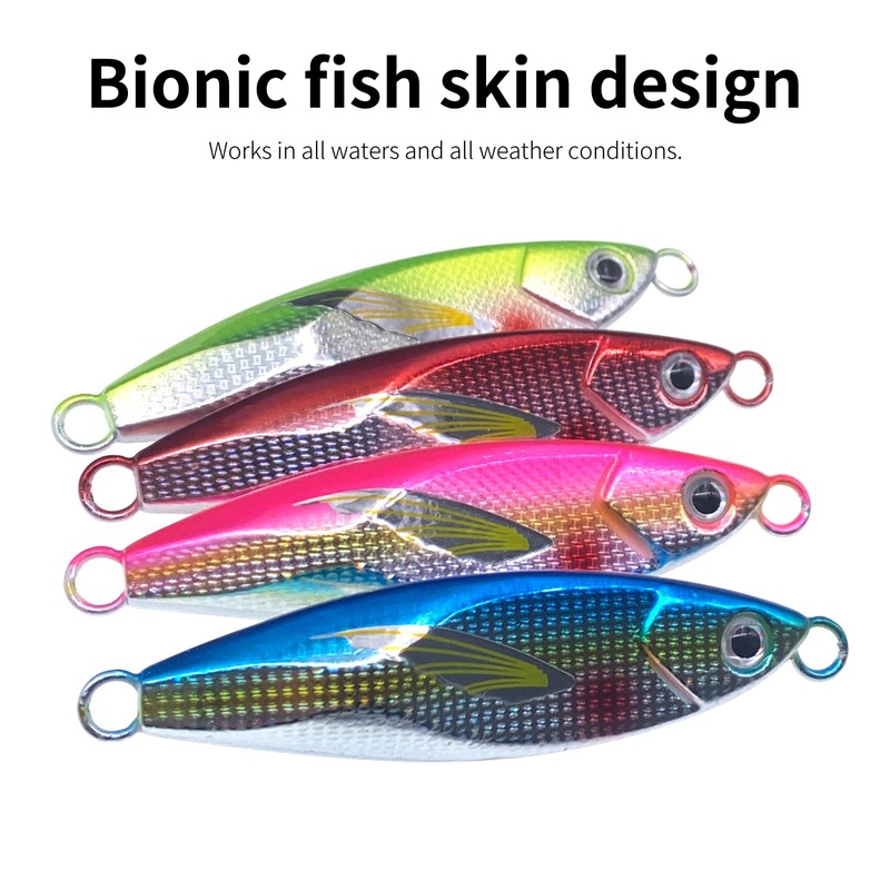 Sinking Fishing Lures, CREOASIS 4pcs 40g/60g/80g Metal Hard Spinner Fish