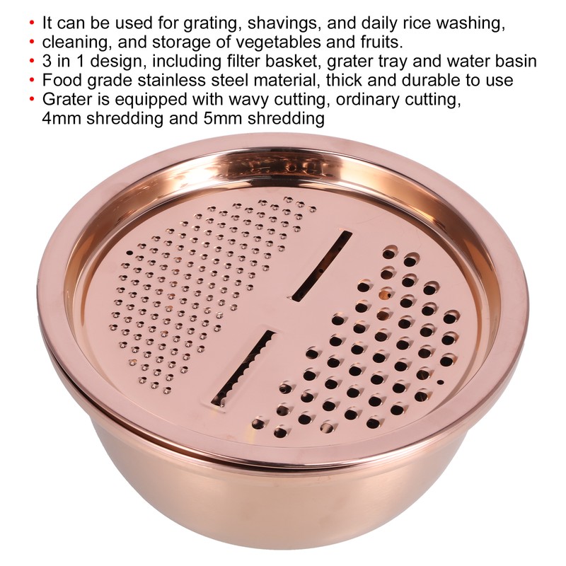 Multipurpose Water Basin Drain Basket with Vegetable Cutter Grater Stainless