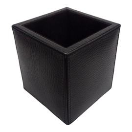 PERRÉ | Lapicera para escritorio en Piel Genuina | Elegante estuche, lapicera, organizador, dispensador para plumas, lápices, lapiceros, plumones y bolígrafos (Negro, Estándar)