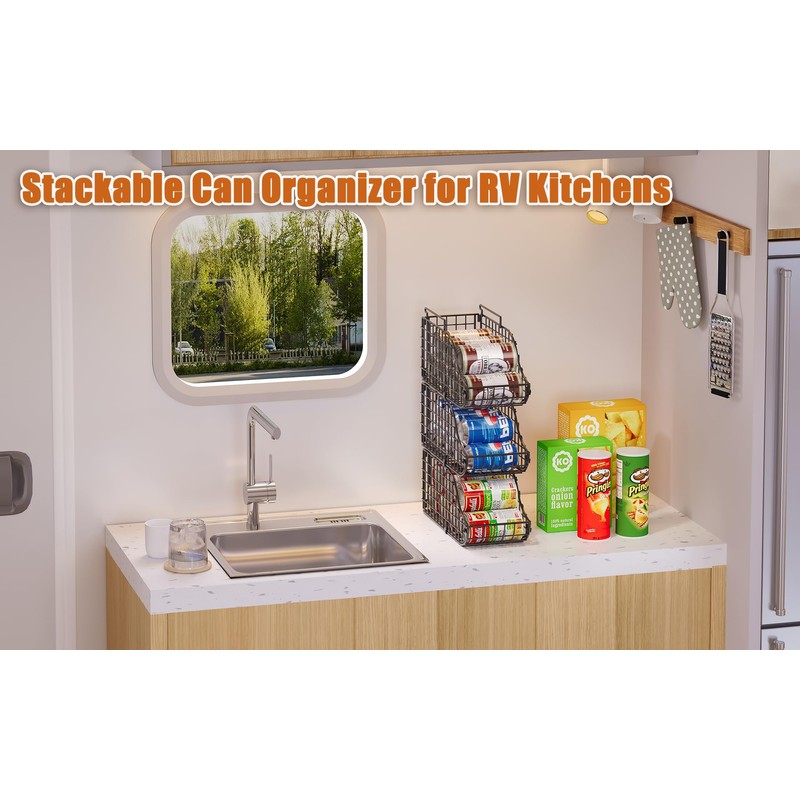 8-Pack Can Organizer for Pantry, Stackable Cabinet Food Shelves for