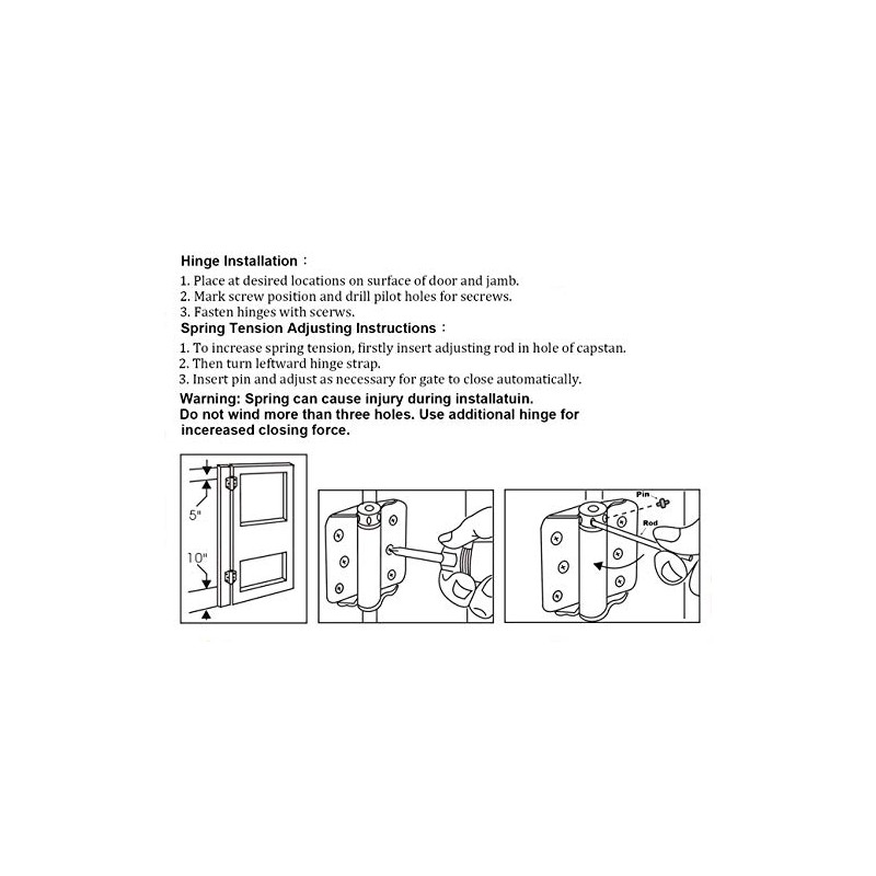 QCAA Heavy Duty Adjustable Spring Hinge, Thicker, 3", Black,Made in