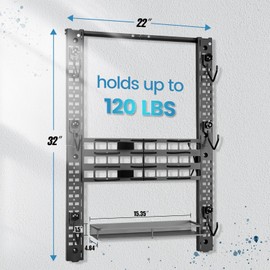 Adoreal Modularity Gun Wall Mount, Hold Up 120LBS Gun Rack for Wall with 6 Mounting J-Hooks, Rifle Shotgun Rack with Molle-Hole Hanging Plate 31.8" x 22" Tactical Gear Wall Mount Functional Mount