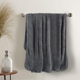 KinHwa Bath Towel Large 100 x 150 cm XXL, Microfibre Quick-Drying Super Absorbent Soft and Fluffy Shower Towel with Hanging Loop, Dark Grey Sauna Towel