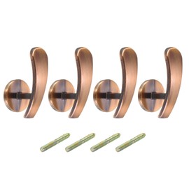 sourcing map 4Pcs Curtain Holdback, Aluminum Alloy Wall Mounted Drapery Tiebacks Holder Curtain Hooks for Living Room Bedroom Office (Copper)