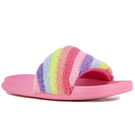 Nautica Kids Girls Slip-On Sandal Athletic Furry Rug Slide Youth Big Kid Little Kid-Perch Youth-Pastel Rainbow Size-1