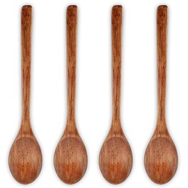 Classicseali 4pcs Wooden Cooking Spoons, Long Handle Wooden Spoons for Cooking, Woodens Cookings Spoon, for Stirring, Serving, Mixing, Tea, Coffee, Jam, Sugar, Ice Cream and Bath Salts