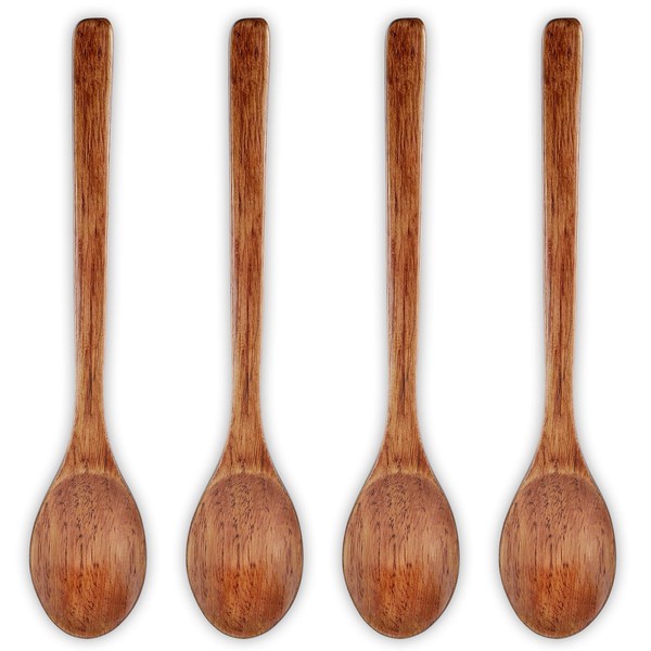 Classicseali 4pcs Wooden Cooking Spoons, Long Handle Wooden Spoons for