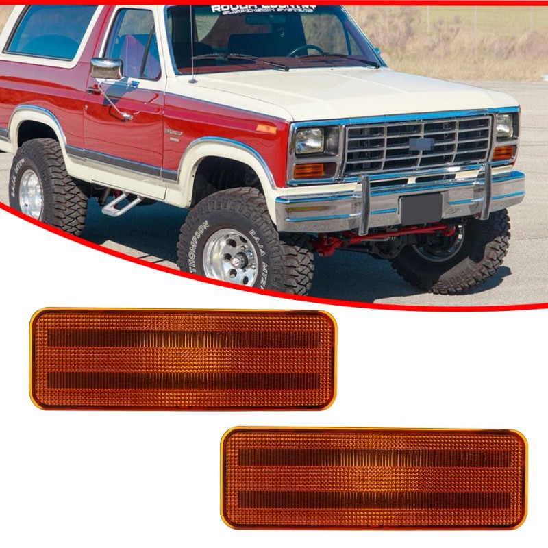 GTINTHEBOX Amber Lens Front Parking Signal Lights For 1980-1986 Ford