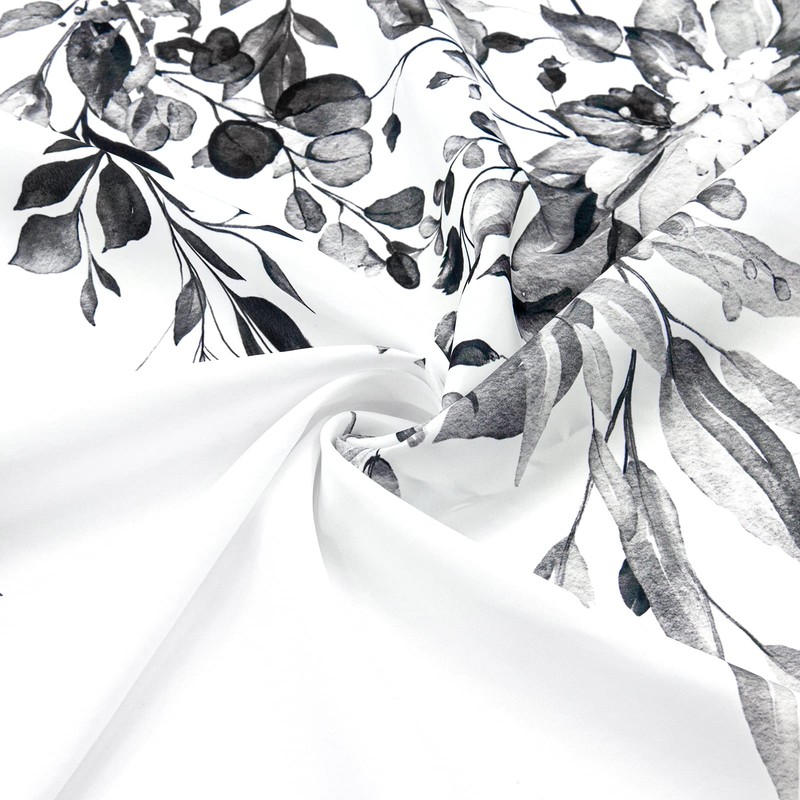 Gibelle Black and White Eucalyptus Shower Curtain, Grey Watercolor Plant