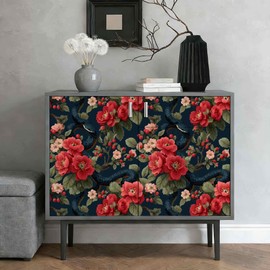 SuxiGlo Vintage Wallpaper Dark Snake Floral Peel and Stick Wallpaper