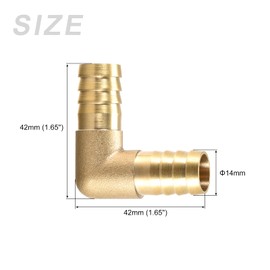 METALLIXITY L-shaped Brass Barb Fitting (14mm) 2pcs, Barb Connector Coupler - for Fuel Air Water Oil Gas