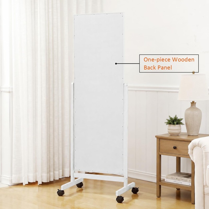 Full Length Mirror with Wheels, 65"x22" Freestanding Floor Mirror with