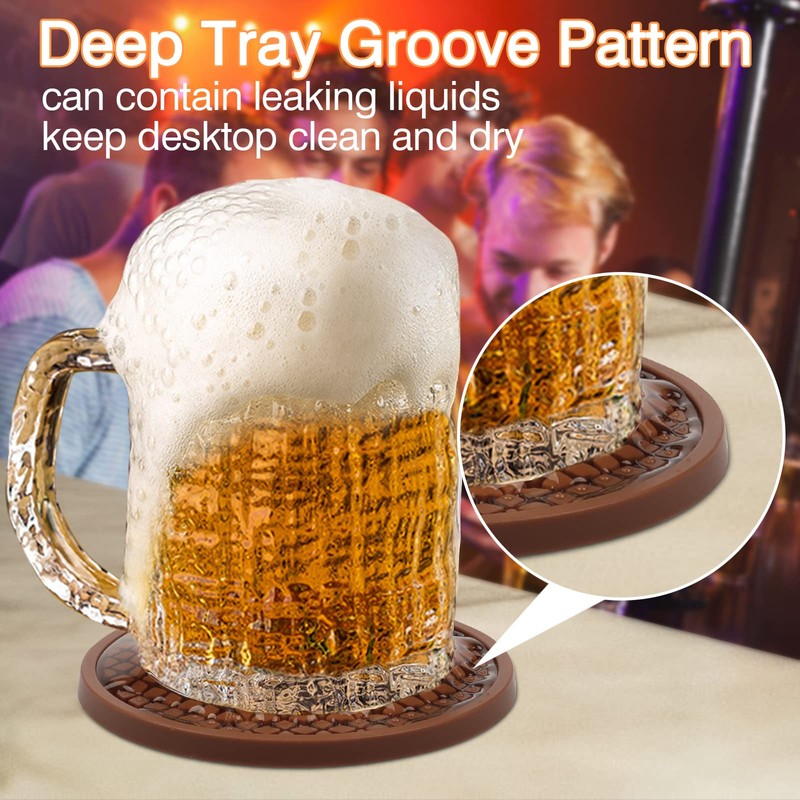 3 Pack Silicone Coasters for Drinks, Thickened Coasters with Deep