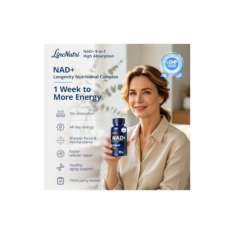 Suplemento NAD+ para mujeres, NMN + NR Super Absorption Complex