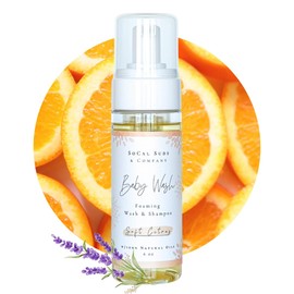 SoCal Suds & Company - 2-in-1 Organic Foaming Shampoo & Body Wash - Gentle Botanical Baby Wash for Sensitive Skin - Clean Natural Nourishing Soothing Castile Soap - Newborn Baby - Soft Citrus, 6oz