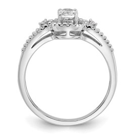 Sonia Jewels Real 925 Sterling Silver White Topaz and Diamond Engagement Ring Size 8 (.02 cttw.)