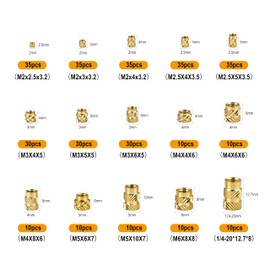 Philtool Pack of 335 Threaded Insert M2 M2.5 M3 M4 M5 M6 Brass Insert Nut Threaded Bushing Female Thread Knurled Nuts with Sorting Box for Plastic Parts by Melting into 3D Printing Parts