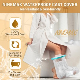 NINEMAX Waterproof Foot Cast Cover for Shower,Ankle Watertight Shower Boot Covers for Adults, Reuseable Cast Protector after Surgery for Broken Foot,Wound and Burns