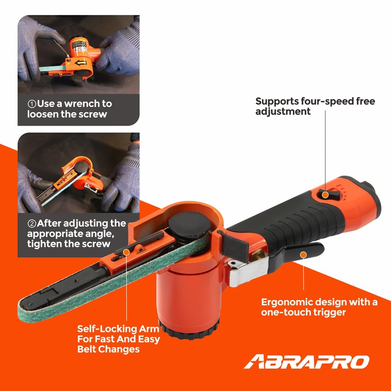 ABRAPRO 3/8"x 13" Air Belt Sander with 20Pcs Zirconia 40/60/80/120