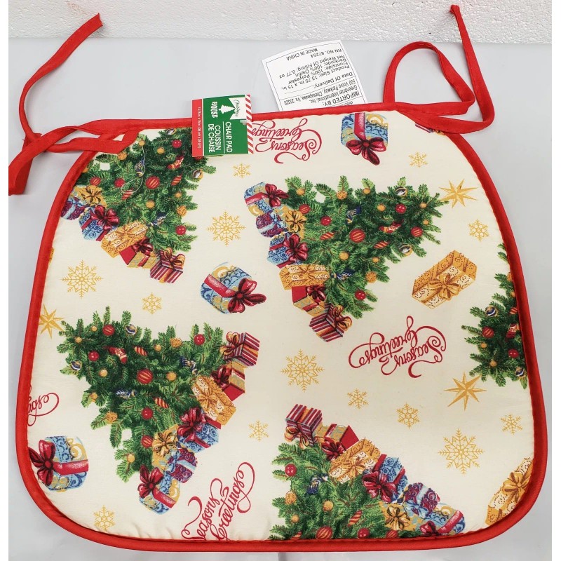 CHRISTMAS HOUSE 4 THIN CHAIR PADS CUSHIONS,CHRIS