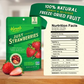 Karen's Naturals Freeze-Dried Strawberries, 1.5oz, Pack of 12 - Flavor Packed Freeze Dried Fruit, Crunchy Strawberries, Healthy Snack for Kids & Adults, No Added Sweeteners, Gluten & Allergy Free